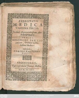 Exercitatio Medica Vigesima Tertia