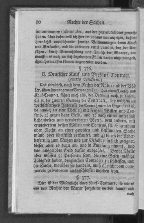 B. Deutscher Kauf= und Verkauf=Contract. (emtio venditio.)