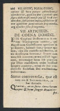 VII. Articulus. De Coena Domini.