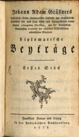 Diplomatische Beyträge