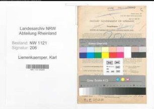 Entnazifizierung Karl Lienenkaemper , geb. 30.04.1893 (Kraftfahrer)