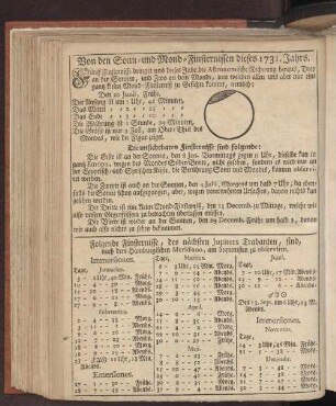 Von den Sonn- und Mond-Finsternissen dieses 1731. Jahrs.