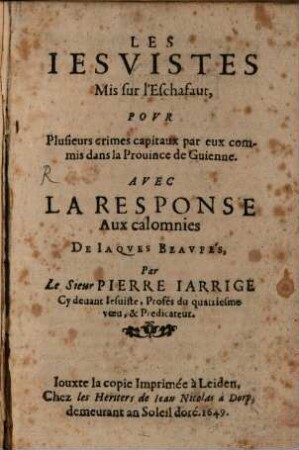 Les Jesuites mis sur l'echafaut