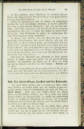 XI. Die schiefe Ebene, der Keil und die Schraube