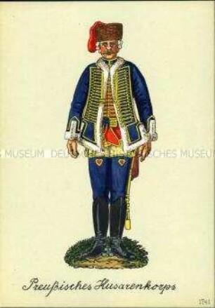 Uniformdarstellung, Husar, Preußen, 1741.