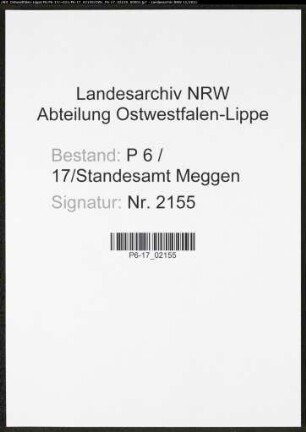 Heiratsregister Standesamt Meggen