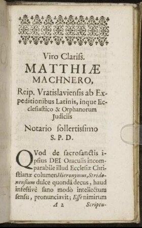 Viro Clariss. Matthiæ Machnero [...]