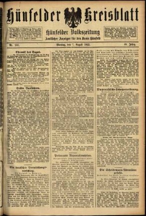 Ausgabe vom Montag, den 07. August 1922.