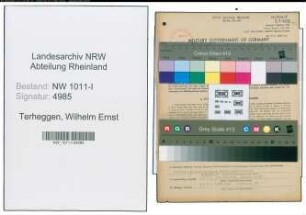 Entnazifizierung Wilhelm Ernst Terheggen , geb. 05.02.1911 (Prokurist)