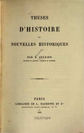 Thèses d'histoire et nouvelles historiques