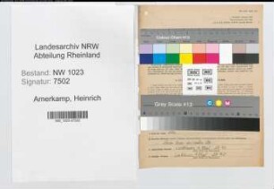 Entnazifizierung Heinrich Amerkamp , geb. 24.06.1906 (Kassierer)