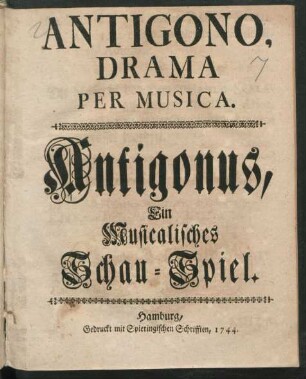 Antigono : Drama Per Musica.