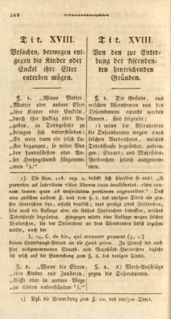 Tit. XVIII. Von den zur Enterbung der Ascendenten hinreichenden Gründen