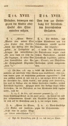 Tit. XVIII. Von den zur Enterbung der Ascendenten hinreichenden Gründen