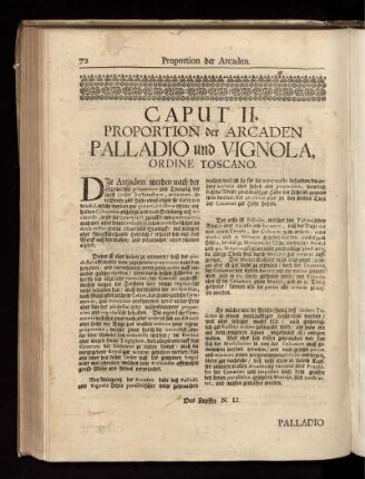 Caput II. Proportionen der Arcaden Palladio und Vignola, Ordine Tosano
