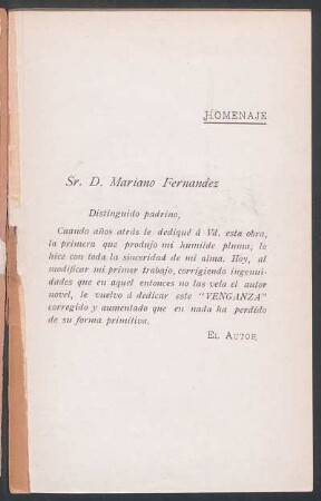 Sr. D. Mariano Fernández - [Dedicatoria]