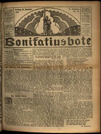 Erste Ausgabe vom Sonntag, den 28. Dezember 1924.