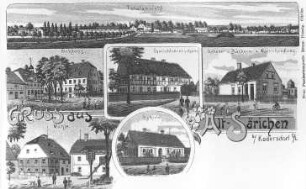 Kodersdorf-Särichen. Wassermühle u.a. Ansichten, Ansichtskarte, um 1910, Repro (RA Görlitz, Postkartensammlung)