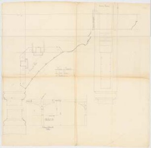 Kirche, Demnitz/Mark Umbau: Holzpfeiler unter der Empore mit Details 1:1, 1:10