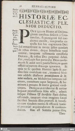 Historiae Ecclesiasticae Plenior Deductio