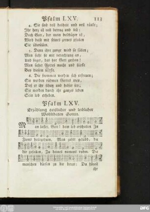 Psalm LXV. Erzählung geistlicher und leiblicher Wohlthaten Gottes.