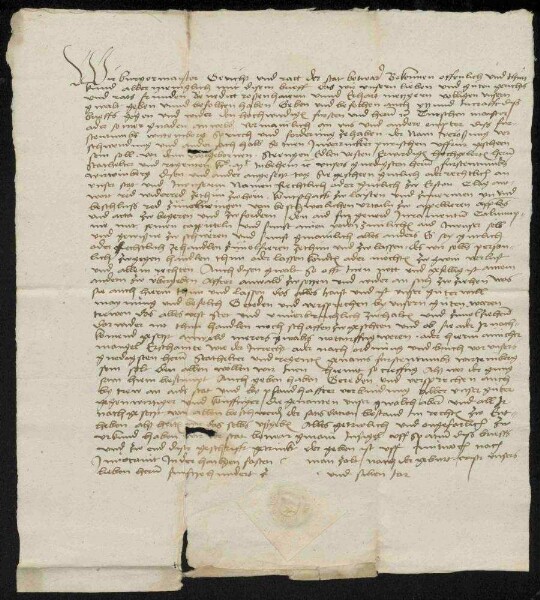 Gesiegelte Gewaltbriefe der Städte und Ämter Marbach, Brackenheim, Bottwar, Besigheim, Güglingen, Weinsberg, Neuenstadt, Beilstein und Lauffen gegenüber dem Deutschmeister Walther von Cronberg aus den erlittenen Schädigungen