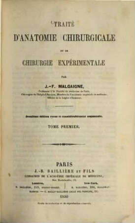 Traité d'anatomie chirurgicale et de chirurgie expérimentale, 1