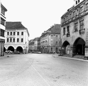 Görlitz-Altstadt. Untermarkt. Blick nach Osten in die Neißstraße