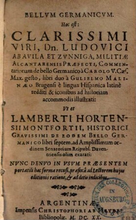 Bellum germanicum, hoc est ... commentariorum de bello german. a Carolo V. gesto uo : libri duo