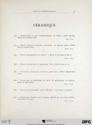 Céramique (Nr. 263-270)