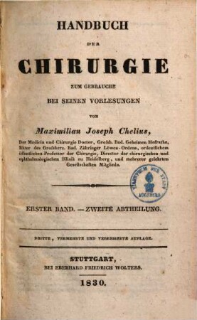 Handbuch der Chirurgie. 1.Bd., 2. Abth.