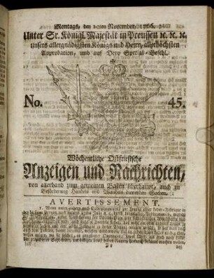 No. 45. Montags, den 10ten November, 1766.