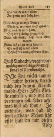 Buß-Andacht, wegen vormahlig-unwürdiger Geniessung des Abendmahls