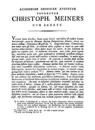 ACADEMIAE GEORGIAE AVGVSTAE PRORECTOR CHRISTOPH. MEINERS C V M SENAT V.