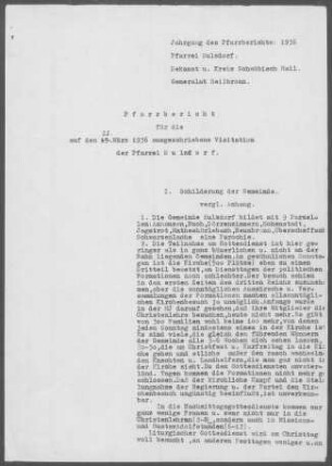 Sulzdorf mit Oberscheffach: Pfarrbericht 1936
