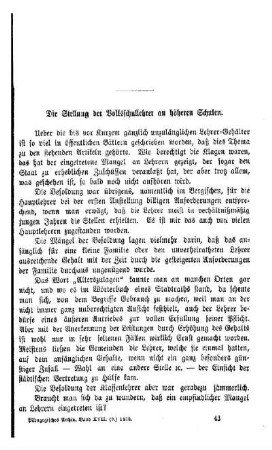 Die Stellung der Volksschullehrer an höheren Schulen