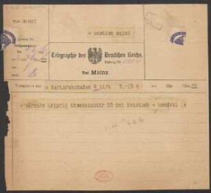 Brief an B. Schott's Söhne