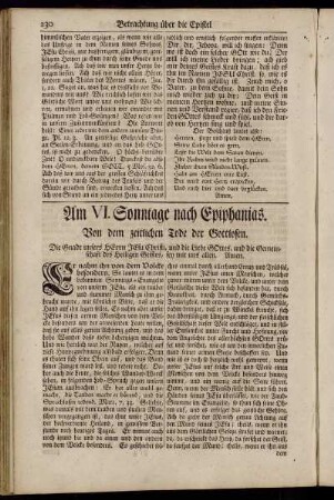 Am VI. Sonntage nach Epiphanias