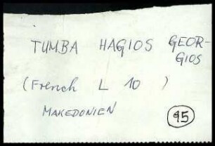 Fundzettel Tumba Hagios Georgios