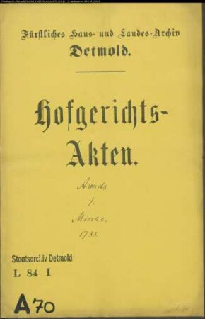 Arendt, Johann Fritz in Istrup gegen Christoph Mische in Istrup - Brautschatz