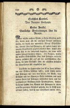 Sechstes Kapitel. Von Recepten überhaupt.