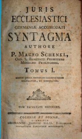 Juris Ecclesiastici Germaniae Accomodati Syntagma, 1
