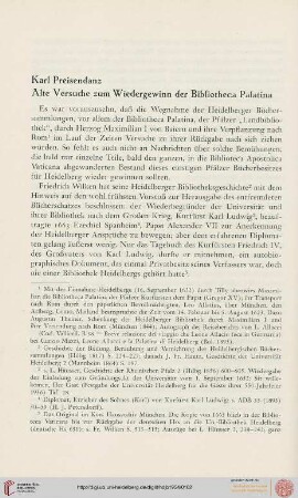 Neue Folge 1954: Alte Versuche zum Wiedergewinn der Bibliotheca Palatina