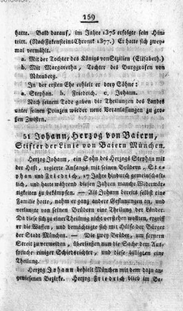 Johann, Herzog von Baiern, Stifter der Linie von Baiern Muenchen