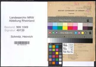 Entnazifizierung Heinrich Schmitz , geb. 30.06.1882 (Telegrafensekretaer)