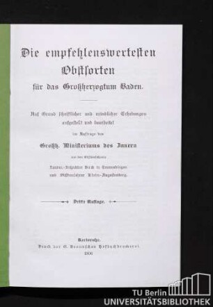 Die empfehlenswertesten Obstsorten für das Großherzogtum Baden