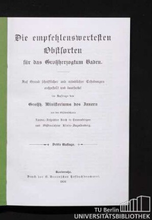 Die empfehlenswertesten Obstsorten für das Großherzogtum Baden