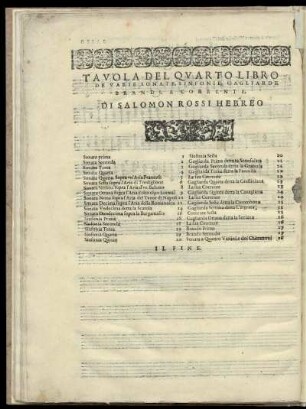 Tavola del quarto libro