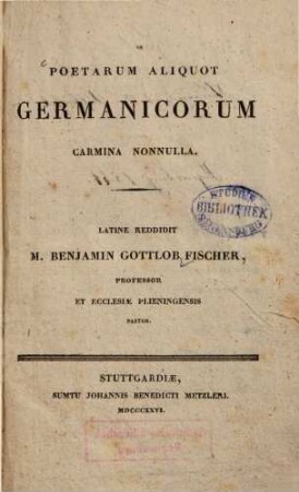 Poetarum aliquot germanicorum carmina nonnulla