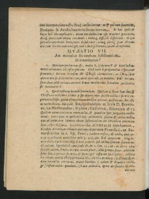Quaestio VII. An mundus secundum substantiam sit interiturus?
